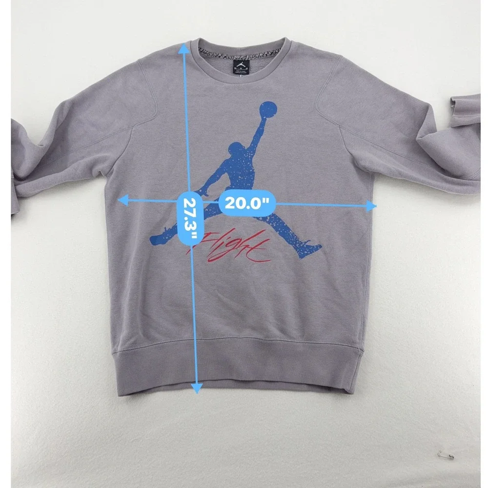 Jordan Flight Crewneck Sweatshirt 2013 Mens Med Gray Graphic Jumpman 604980-025